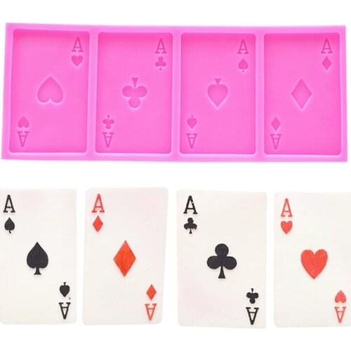 Chocolate Cake Mould Decor Silicone Poker DIY Handmade Baking Playing Card Shape Christmas Village Funny Fondant Mold Creative