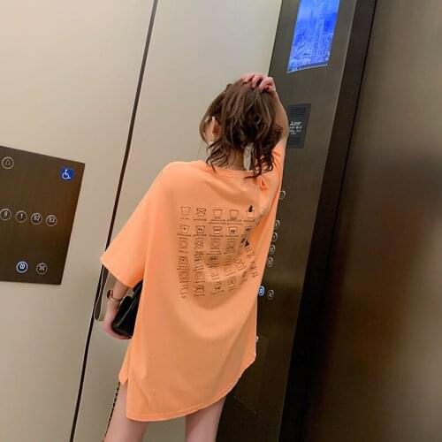 Harajuku Orange Green Tshirt Streetwear Chic Ladies Women Summer Casual Oversized Tee shirts T Shirt Girls Tops