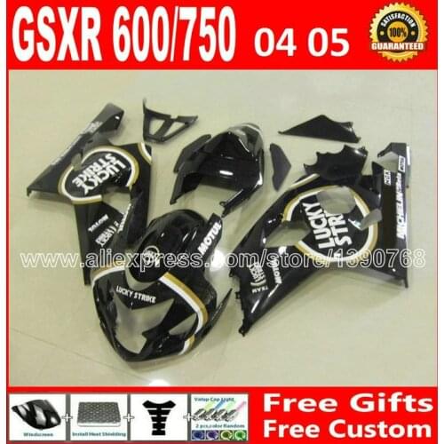 Hot sale for bodywork SUZUKI 2004 2005 GSXR 600 750 glossy white black fairing K4 RIZLA version gsxr600 DCG GSX R750 04 05 832
