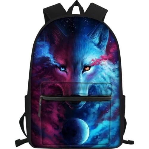 HaoYun Fashion Childrens School Canvas Backpack Fantasy Wolf Animal Pattern Students School Book Bags Kids Travel Backpacks