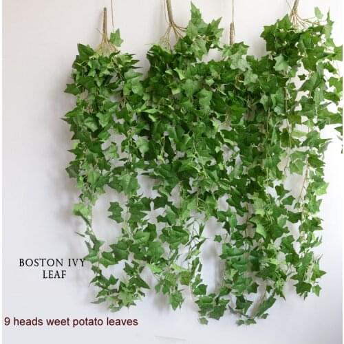High wall artificial ivy sweet potato leaves ivy boston plant decoration flower art large boston ivy vine, free shipping
