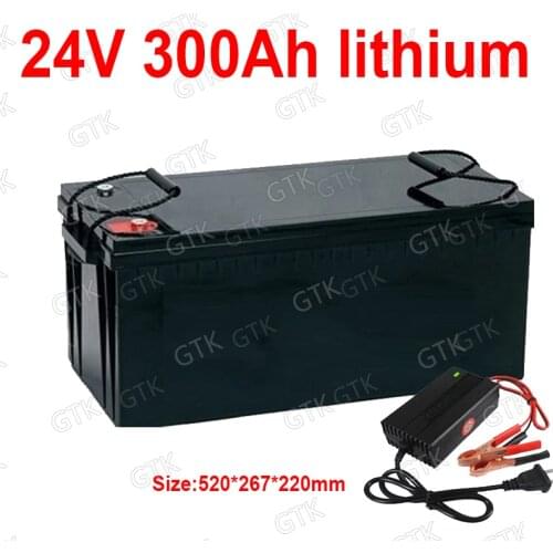 Waterproof 24V 300AH Lithium ion battery BMS 24V 400AH li ion battery for 2400W RV EV Solar energy golf cart UPS +20A Charger