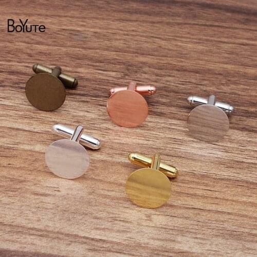 BoYuTe (200 Pieces/Lot) Metal Brass French Cufflinks with 15MM Flat Base Diy Hand Made Cufflink Settings Jewelry Accessories