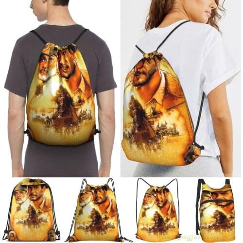 Men Outdoor Travel Drawstring Backpack Bags Indiana Jones And The Last Crusade Women Sports Travel Bag Fitness Swimming Bag
