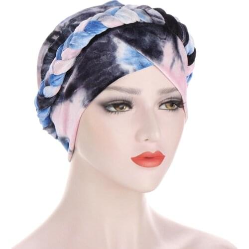 2020 New Women Braid Velvet Turban Hat Muslim Headscarf Bonnet Winter Turbante Mujer Hair Accessories Indian Cap Chemo Headwear
