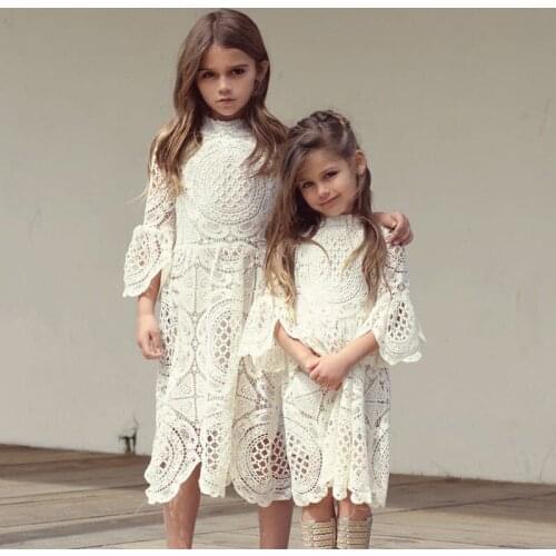 New Grace Lovely Girls Lace Summer Dress Long Sleeve Toddler Baby Kids Girls Floral Dress Wedding Pageant Princess Party Dresses