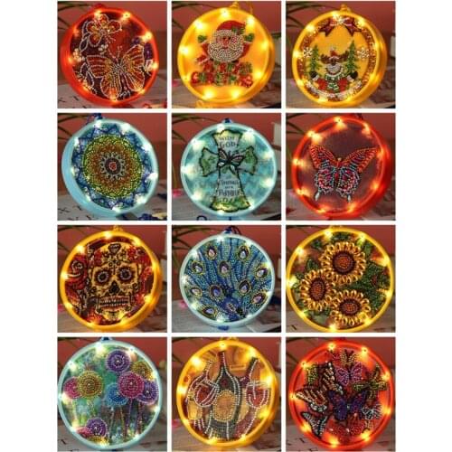 New DIY Special Shape LED Diamond Painting Night Light lamp Pendant Animal 5D Cross Stitch Diamond Embroidery Christmas Gift