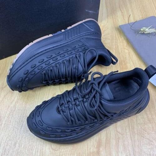 Genuine Leather Sneakers Women Weave Design Lace Up Thick Bottom Casual Shoes Chic 2021 New Designer Luxury Brand Woman Shoes