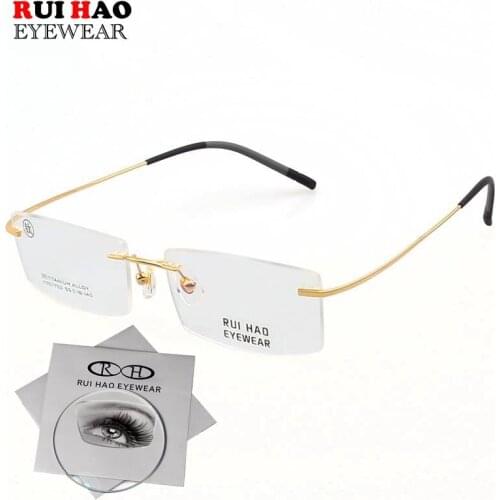 Rui Hao Eyewear Prescription Eyeglasses Fill Resin Lens Customize Optical Eyeglasses Titanium Spectacles Frame Myopia Hyperopia