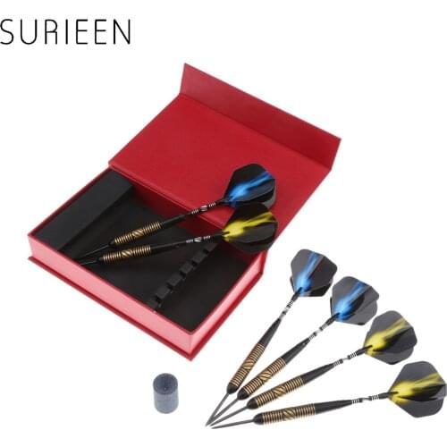 Professional 6Pcs/Box 23 Grams Steel Tip Darts Brass Darts Needle Darts With Nice Yellow/Blue Dart Flights High Quality 23g Dart