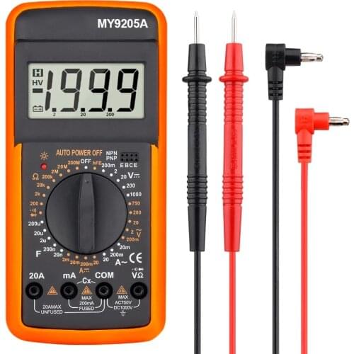 Professional Multimeter DT9205A Digital Tester Manual Range Voltage Meter TRMS Hz Ohm Transistor Tester Electrician Tool