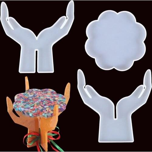 Diy Crystal Epoxy Mold Two-handed Jewelry Flower Pot Tray Ribbon Swing Stand Resin Silicone Handmade Product Model