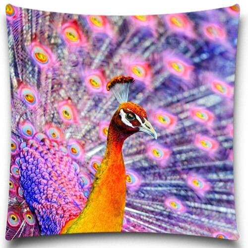Colorful Peacock Series 100% Cotton polyester 2D printed sofa pillow case Perfect Quality Home Decoration Housewarming Gift Car