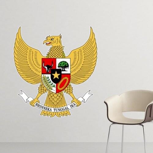 Indonesia National Emblem Country Symbol Mark Pattern Removable Wall Sticker Art Decals Mural DIY Wallpaper for Room Decal