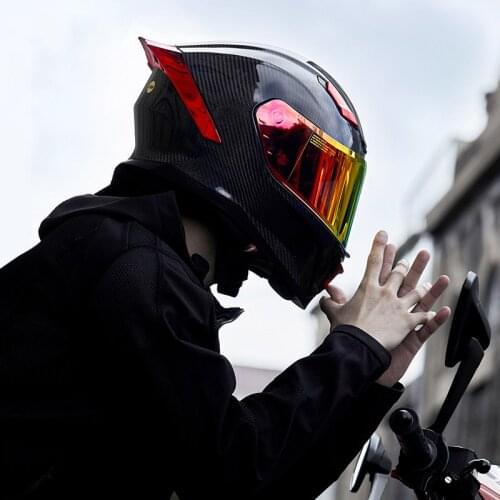 Lightning helmet mens motorcycle carbon fiber helmet motorcycle full face helmet anti-fog racing running helmet accessories DOT