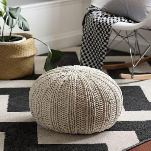 Nordic Modern Living Room Sitting Pier Round Pier Creative Hand-woven Futon Cushion Sofa Ottoman Shoe Stool