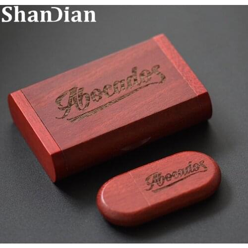 SHANDIAN free custom logo wooden + Box Personal LOGO pendrive 4GB 8GB 16GB 32GB usb Flash Drive U disk Memory stick wedding Gift
