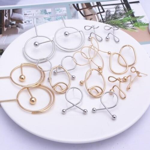 Vintage Hollow Round Flower Oval Knot Twist Earrings Geometric Metal Earrings for Women Statement Earrings Modern Art