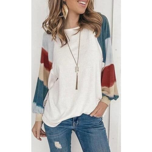 Women T-shirt 2021 Spring And Autumn New Style Hedging Long Sleeve Round Neck Urban Leisure Printing Loose -40