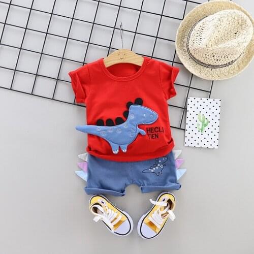 1Pcs ChildrenS Baby Summer Short Sleeve Suit Korean Card Ventilation T-Shirt Short-Sleeved Shirt Dinosaur Pattern Clothing