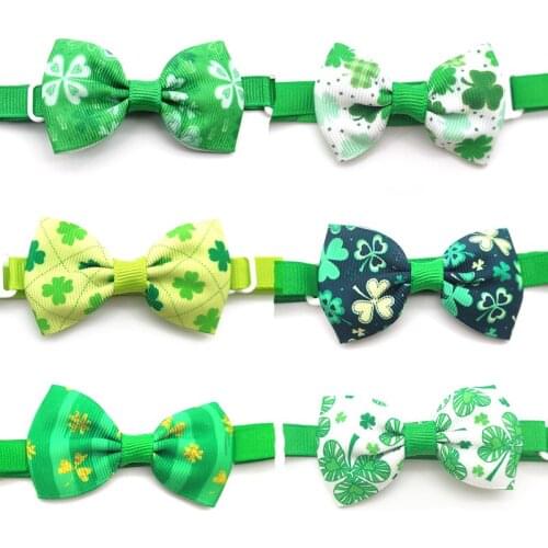 30/50 Pc New St Patricks day Style Puppy Dog Cat Bow Tie Necktie Adjustable Puppy Dog Grooming Accessories Dog Bow Pet Supplies