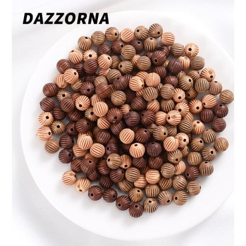 50-200Pcs Round Stripe Acrylic Wooden Beads Natural Wood Color Loose Spacer Beads For Jewelry Making DIY Bracelet Accessories