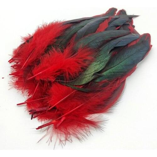 50pcs Wholesale Red Rooster Feathers DIY Wedding Party Decor Natural Craft Feather Plume Sewing Hair Accessories Plumas 13-18cm