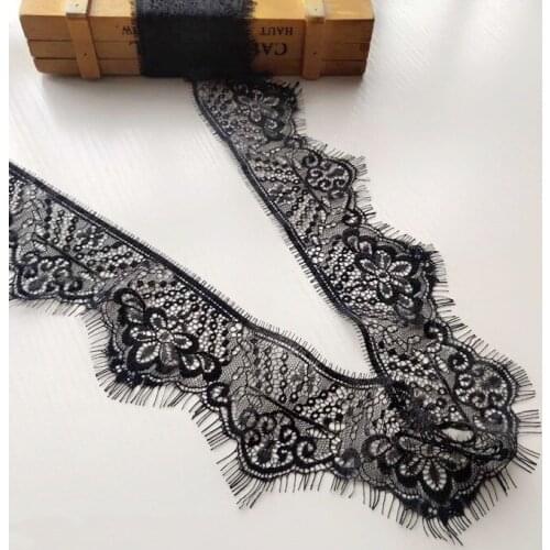 6meter High quality and exquisite eyelashes lace fabric width 7CM wedding veil skirt lengthening decorative accessories