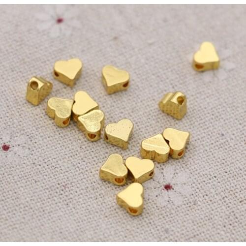 6mm Heart Copper Spacer Beads Gold Color Loose Beads for Jewelry Making Bracelet Necklace Jewelry Accessories DIY 10pcs