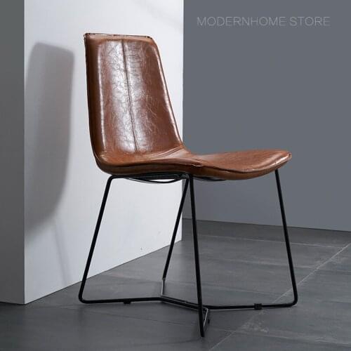 Antique Fashion Modern Design Brown Black PU Leather Loft Indoor promotion Cheap good quality Wholesale Dining Side Chair 1PC