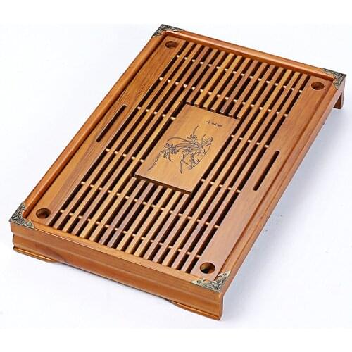 Bamboo Chinese Tea Trays Kung Fu Tea Table Serving Tray Tea Plate Set Board with Drain Home Kitchen Teaware Accessories