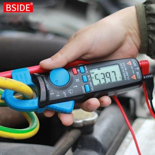BSIDE True RMS Clamp Meter 1mA Plier Ammeter Professional Car repair Digital Multimeter DC AC Current Volt Temp Capacitor Tester