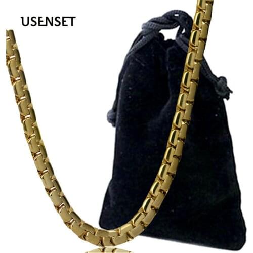 6MM Box Chains Rope Necklaces For Men Women 304 Stainless Steel Jewelry Gold Color Bracelet Gifts C03