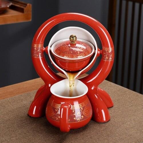 Retro ceramics Lazy Man Tea Set Portable semi-automatic tea infuser Oolong tea cups Household filter porcelain teaware