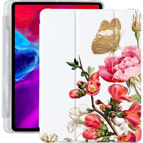 For ipad Case Flower Golden Butterfly For iPad 10.9 inch Air 4 2020 5th 6th 10.2 inch 8th Generation 12.9 inch Pro 2018 Mini 4 5