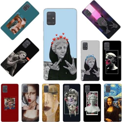 For Samsung A41 A51 A71 A10 A20 A11 A21 A31 S A30 A40 A50 A60 A70 E A80 Abstract Vintage Plaster Statue David Art Printing cover