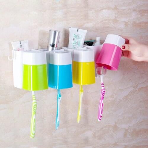 XUNZHE Toothbrush Holder + Suction Cups for Toothbrushes +Wash cup / Set Family Bathroom Set Wall Mount Rack Bath Accessories