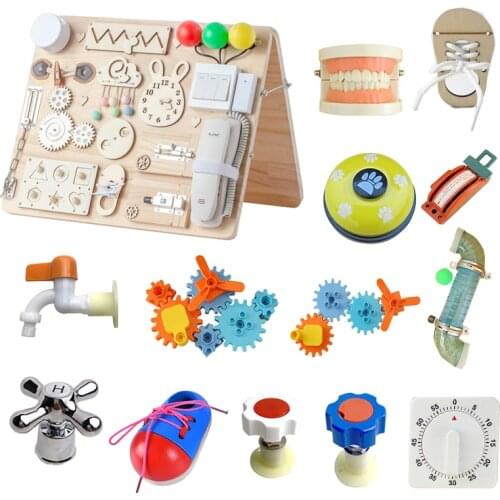 Children Montessori Toys Baby Busy Boards Activity Board Basic Skills Buckle Training Locks Latch Educational Learning Toy Games