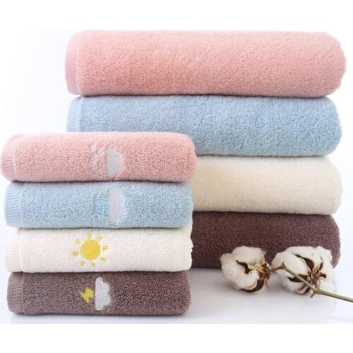 Rain Snow Thunder Sunny Embroidery The Weather Pattern Bath Towel 100% Cotton Bathroom Towels Beach Towels for Adult Kid Toalla