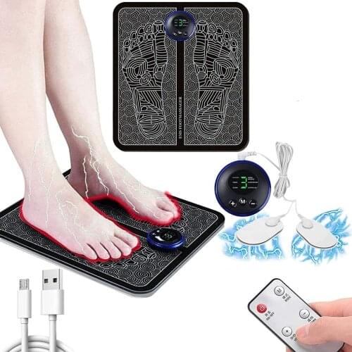 Foot Massager Pad Mat Patch Electric Muscle Stimulator USB LCD Portable Rechargeable Leg Shaping Deep Kneading Massager