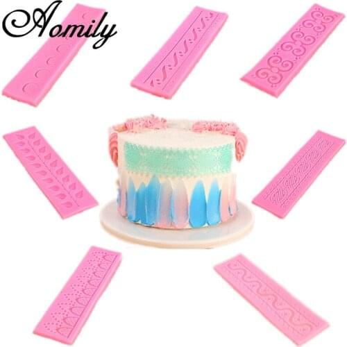 Aomily Flower Cake Mold Leaf Bow Lace Wave Pattern Fondant Chocolate Mold Wedding Cake Decorating Tools Sugarcraft Soap Mould