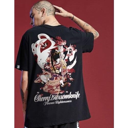 Men Hip Hop T Shirt 2021 Asian Streetwear Japanese Sakura Tshirt Short Sleeve Cotton Summer Harajuku T-Shirt Japan Style ZZ443