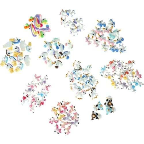 10Pcs/lot Kawaii Cartoon Unicorn Flat Back Resin Cabochon DIY Craft Decoration Scrapbooking Accessories Multi Styles