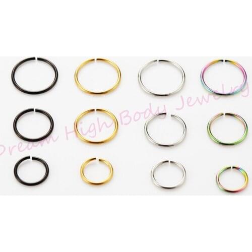 1PCS Medical Nostril Titanium Gold Fake Nose ring Hoop Clip On Ear Earring Lip Stud Plain Body Piercing Jewelry For Women