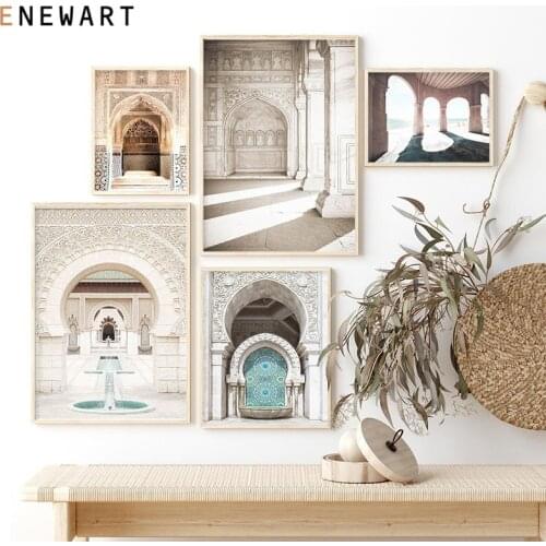 Hassan II Mosque Canvas Painting Morocco Architecture Landscape Poster Print Islamic Wall Art Picture Modern Home Decoration