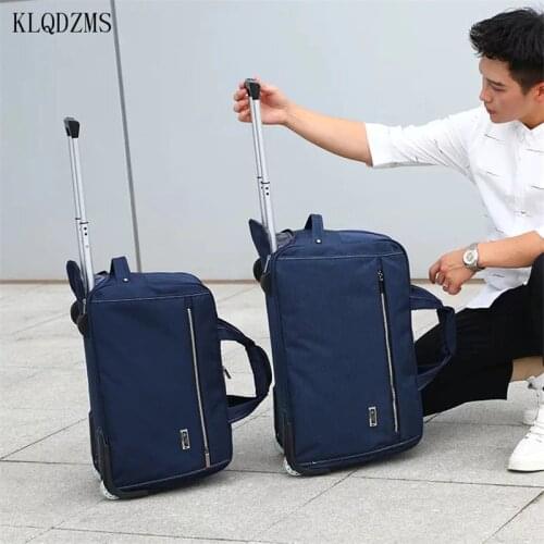 KLQDZMS 20’’24 Inch Men Trolley Bags Oxford Travel Suitcase On Wheels Cabin Rolling Luggage Bag