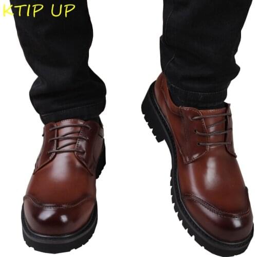 Spring Autumn Fashion Platform Business Men Casual Leather Shoes For Men Suits Shoes Round Head Lace Up Dress Shoes Men Oxfords