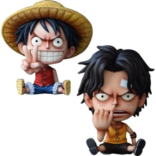 NEW hot 10cm One Piece Monkey D Luffy ace Rubbing nose Action figure toys doll Christmas gift with box