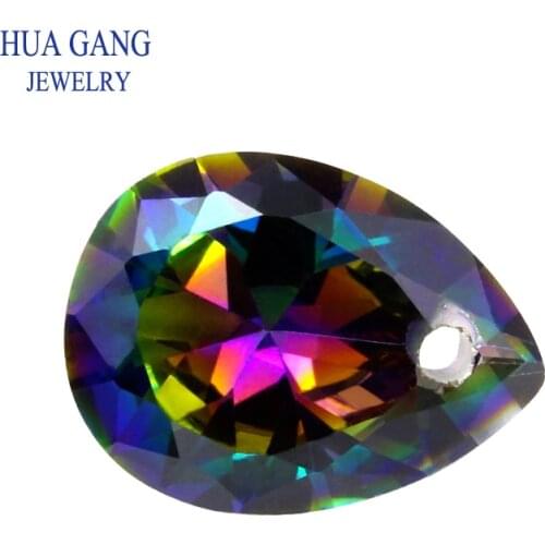 Single hole Plating Mix Color Size 3x5mm~10x12mm Multicolor Cubic Zirconia Pear Cut Loose CZ Stone Synthetic Gems