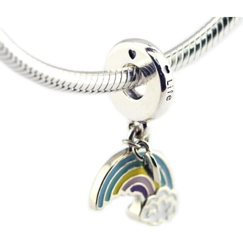 Rainbow of Love Dangle Charm Fits European Woman DIY Bracelets original sterling silver Beads For Jewelry Making